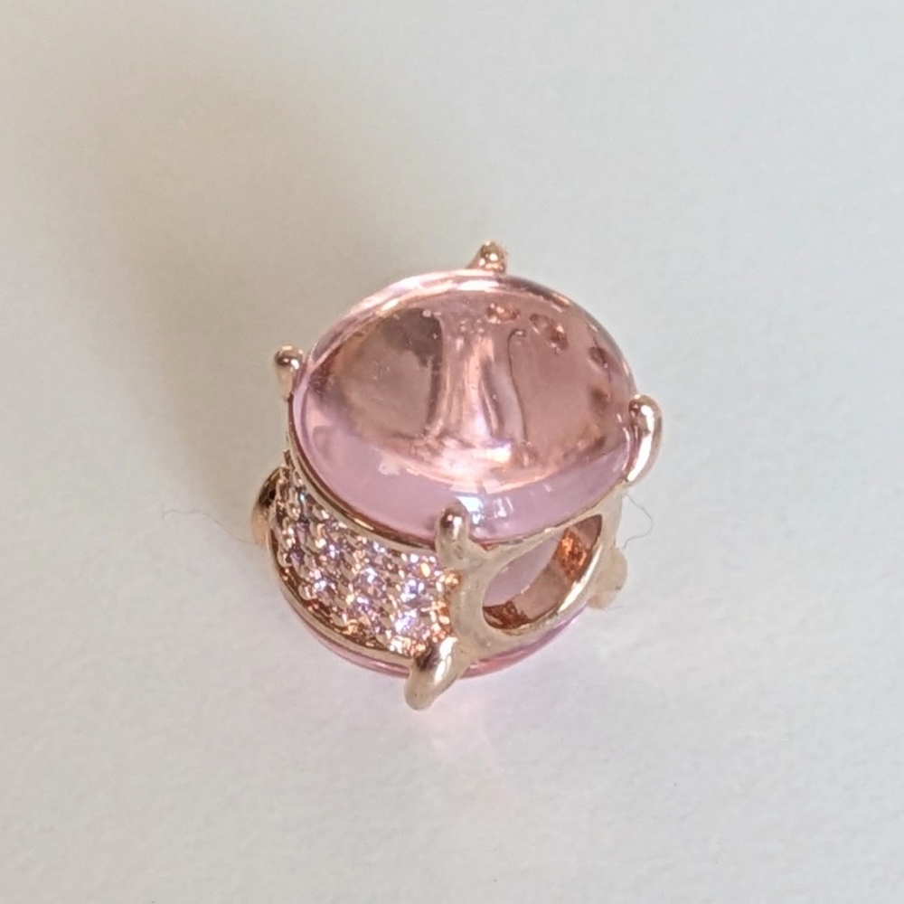 Rose Gold Pink Oval Cabochon Charm